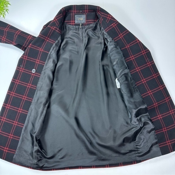Maje Coat Sz 36 Plaid Wool Blend - Picture 14 of 16